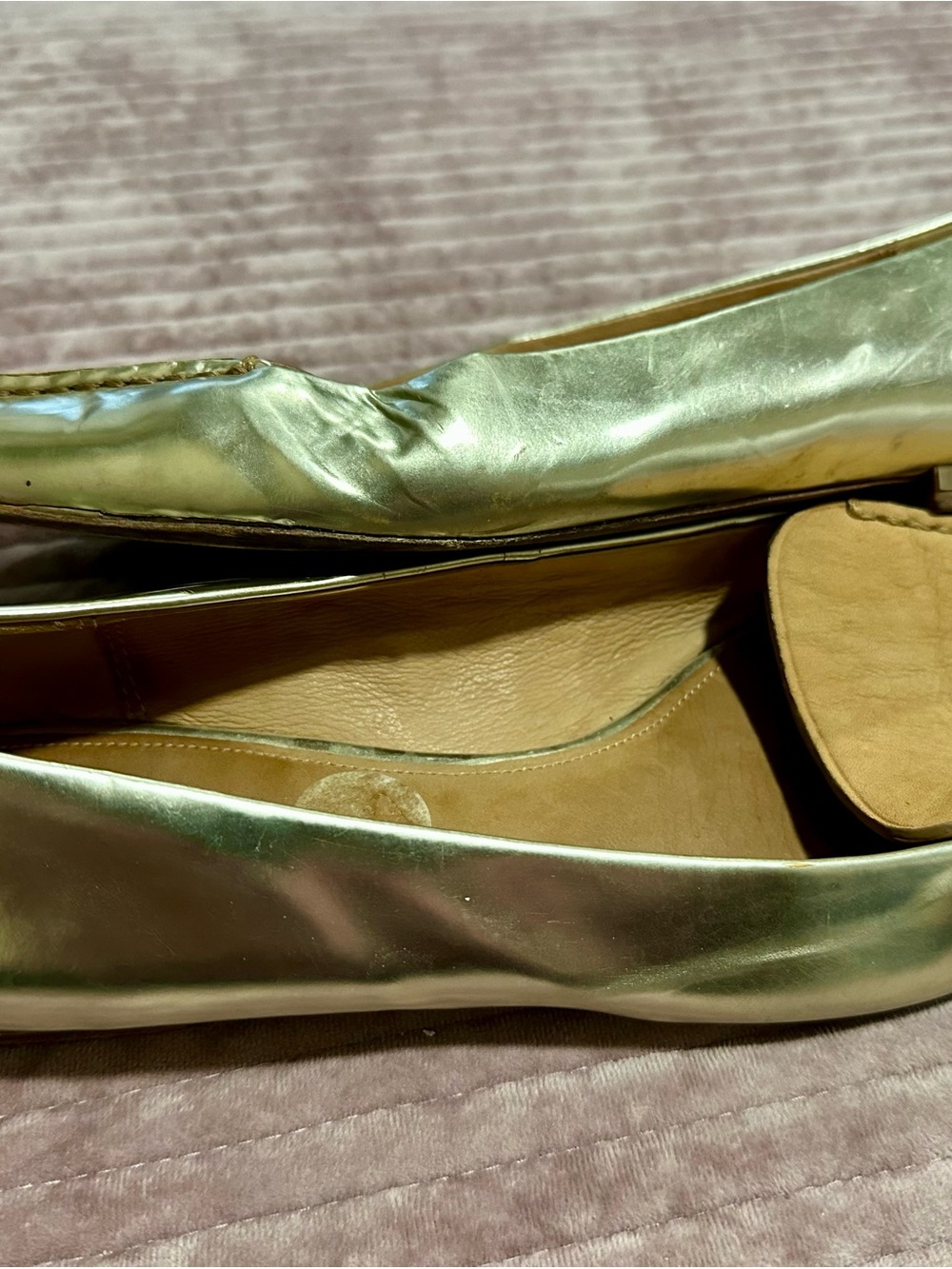 Coach Metallic Leather Flats Walsh Model Pointed Toe SZ 11 B Slip-On Loafer - Picture 5 of 10